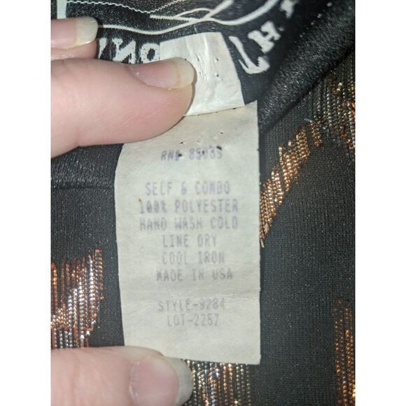 Vintage Another Thyme Black Top with Metallic Floral Motif Medium - Picture 10 of 11